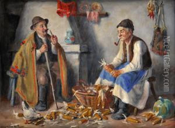 Morzovanie Kukurice Oil Painting - Andor G. Horvath