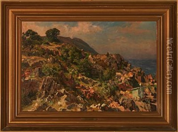 Rocky Landscape Oil Painting - Viggo Pedersen