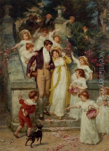 Off For The Honeymoon Oil Painting - Frederick Morgan