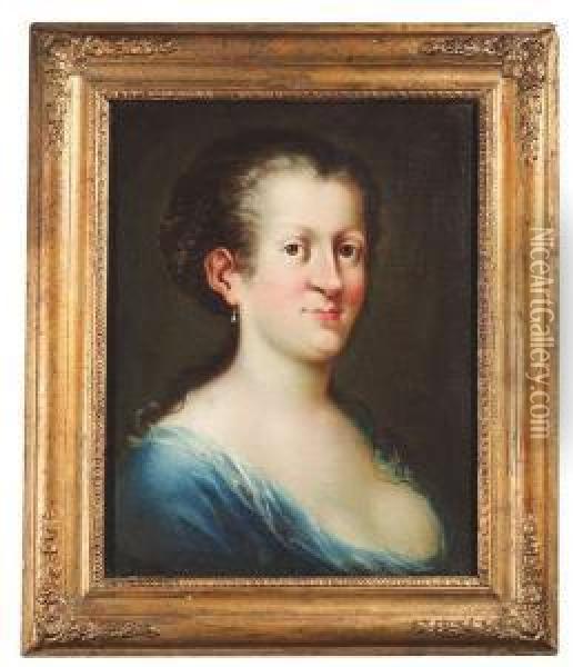18th Ct. Portrait Of A Woman Oil Painting - German Alvarez Algeciras