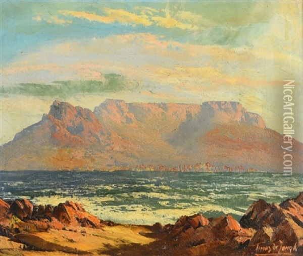 Table Mountain, Cape Town Oil Painting - Tinus de Jongh
