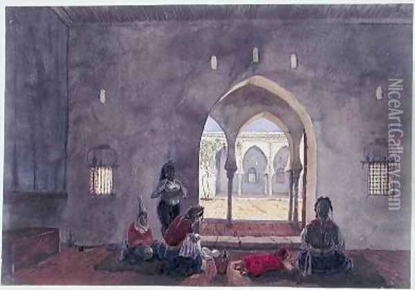 A Moorish Interior Oil Painting - Theodore Leblanc