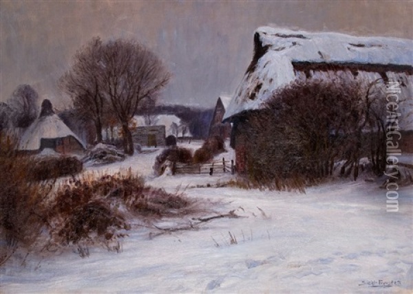 Bauernschaft Bei Wilhelmshaven Im Winter Oil Painting - Georg Siehl-Freystett