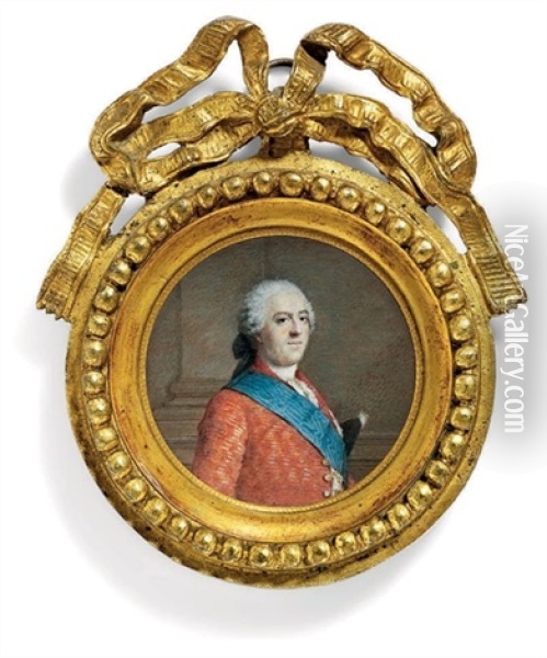 King Louis Xv Of France In Red Coat With Gold Buttons Oil Painting - Jean Etienne Liotard