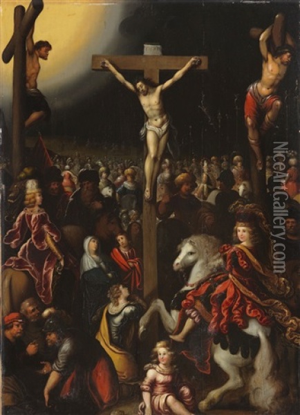 Kreuzigung Christi Und Der Beiden Schacher Auf Golgotha Oil Painting - Louis de Caullery