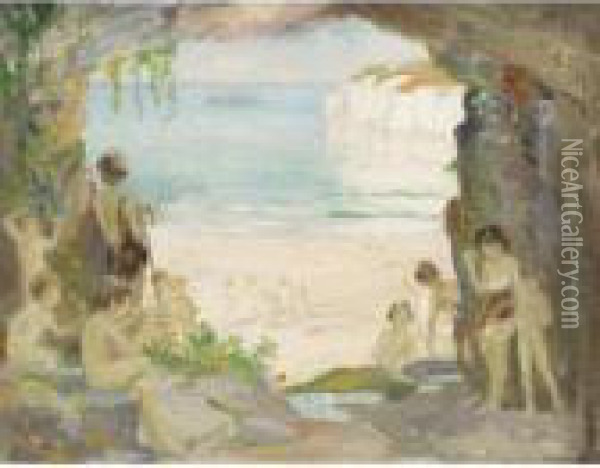 Nymphs In A Cove Oil Painting - Arthur Henry Jenkins