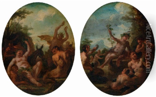 Silenus With Satyrs In A Landscape Oil Painting -  Parmigianino (Michele da Parma)
