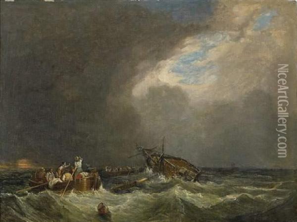 Marine Par Gros Temps Oil Painting - Hippolyte Adam