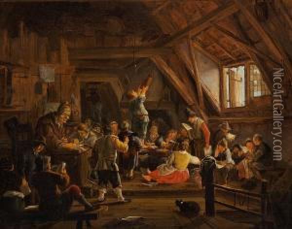 The Classroom Oil Painting - Johannes Dirckz. Van Oudenrogge