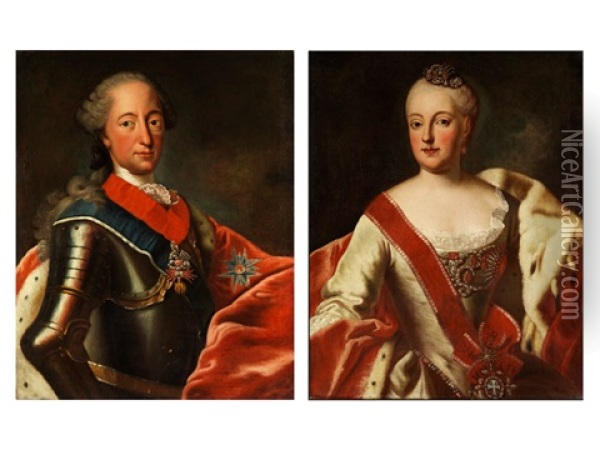 Portraits Von Maximilian Iii. Joseph Von Bayern Und Dessen Gemahlin Maria Anna Von Sachsen (pair) Oil Painting - George de Marees