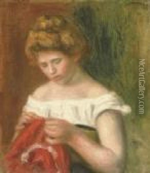 Jeune Femme Cousant Oil Painting - Pierre Auguste Renoir