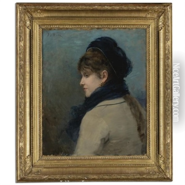 Portrait Of A Woman (the Artist's Wife?) Oil Painting - Ernest-Ange Duez