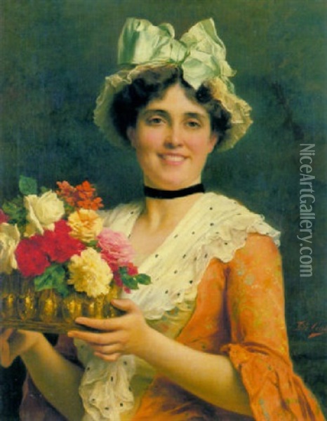 The Flower Arranger Oil Painting - Tito Conti