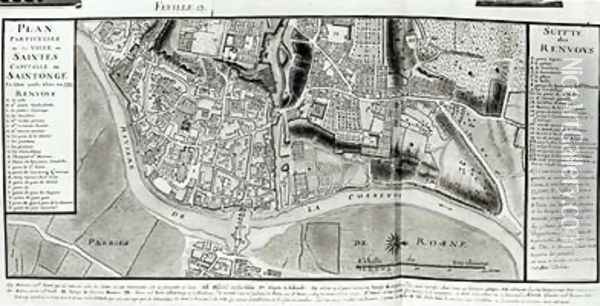 Map of Saintes capital of Saintonge from Recueil des Plans de Saintonge 1711 Oil Painting - Claude Masse