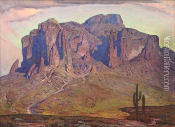 Superstition Mountains Oil Painting - Carl Redin