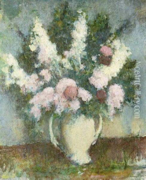Still Life With Lilacs Oil Painting - Edmund William Greacen