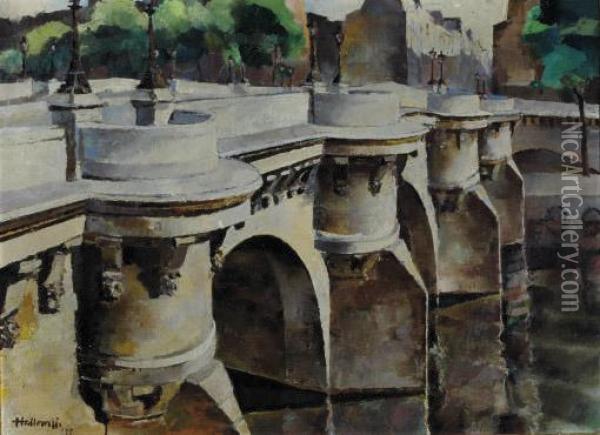 Le Pont Neuf Oil Painting - George Hawley Hallowell