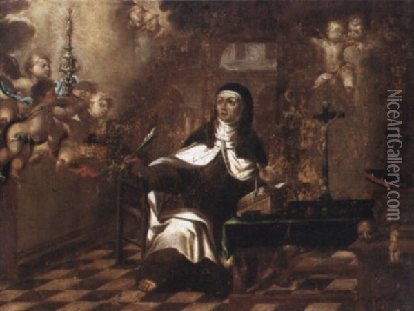 Santa Teresa De Jesus Oil Painting - Lucas De Valdes