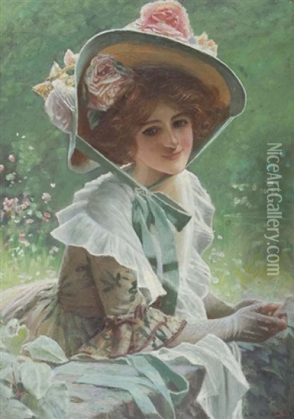 Portrait Of A Lady Oil Painting - Lucien Davis