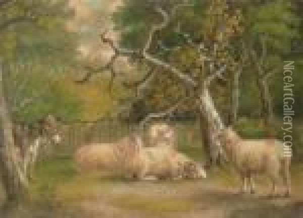 Donkey And Sheep Oil Painting - Benjamin Zobel