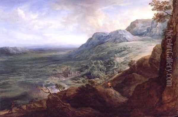 The Escorial from a Foothill of the Guadarrama Mountains Oil Painting - Lucas Van Uden