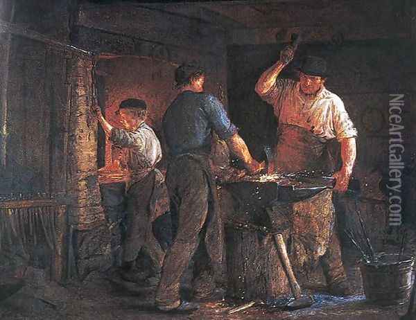 Blacksmith at Hornbaek Oil Painting - Peder Severin Kroyer