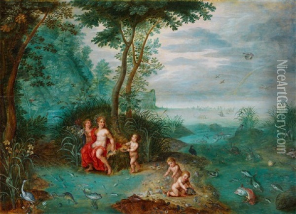 An Allegory Of The Element Of Water Oil Painting - Jan van Kessel the Elder