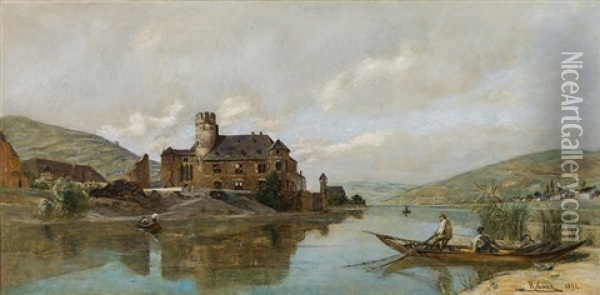 The Gondorf Castle On The River Mosel Oil Painting - Rudolf Ribarz