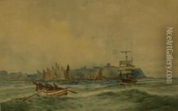 Shipping Off Scarborough Oil Painting - Ernst Dade