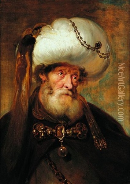 Portrait D'homme Enturbanne Oil Painting - Karel van Mander III