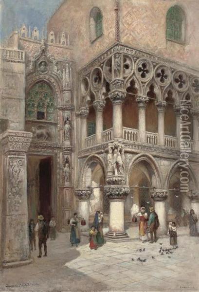 The Doge's Palace, Venice Oil Painting - Frans Wilhelm Odelmark