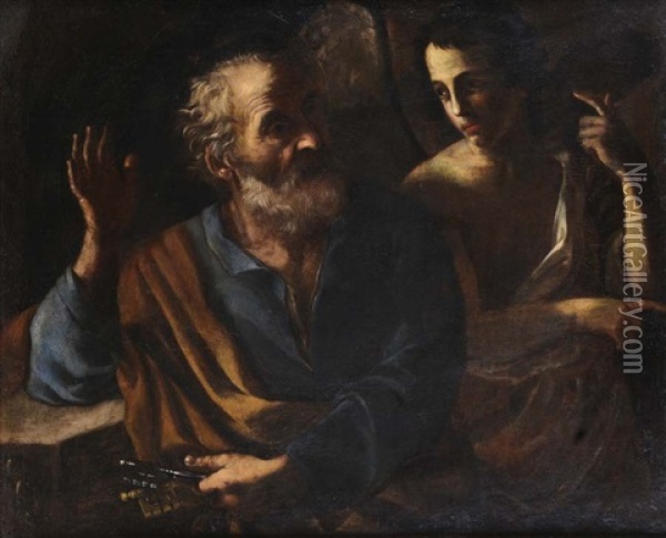 Apparizione Dell'angelo A S.pietro In Carcere Oil Painting - Bernardino Mei