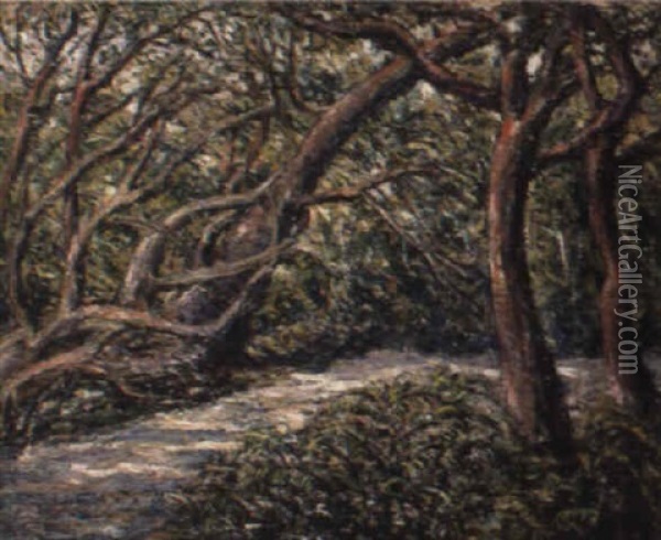 Path In The Forest Oil Painting - Ernest Lawson