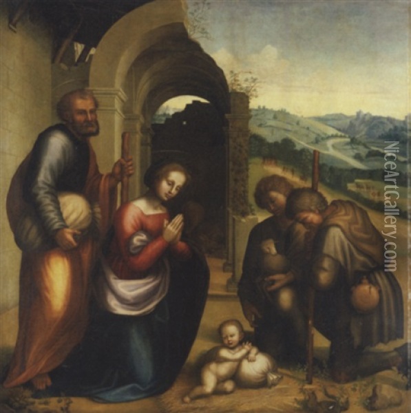 L'adoration Des Bergers Oil Painting - Agostino di Francesco Marti