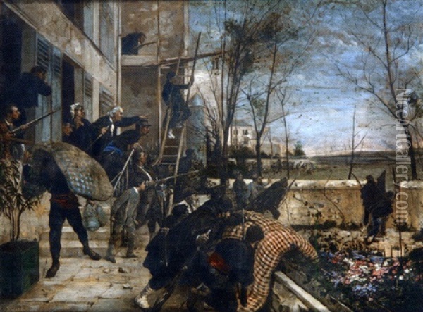 Scene De La Guerre De 1870 Oil Painting - Henri-Charles-E. Dujardin-Beaumetz