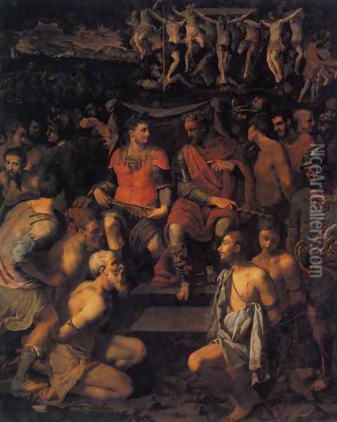 The Martyrdom of the 10.000, 1550s Oil Painting - Michele di Ridolfo del Ghirlandaio (see Tosini)