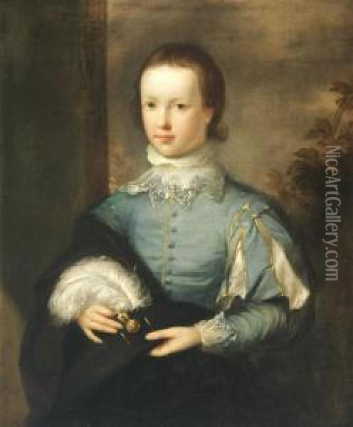 Boy Dressed In Blue Oil Painting - Allan Ramsay
