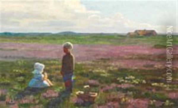 When The Bell Heather Are In Bloom Oil Painting - Einar Hein