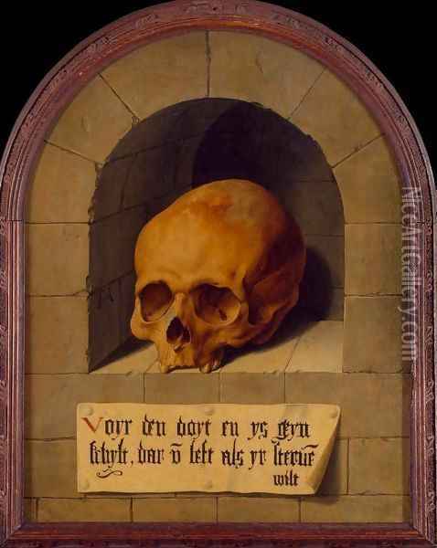 Skull in a Niche Oil Painting - Barthel Bruyn