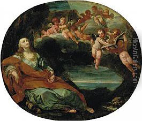 Penitent Magdalene Oil Painting - Giovanni Gioseffo da Sole
