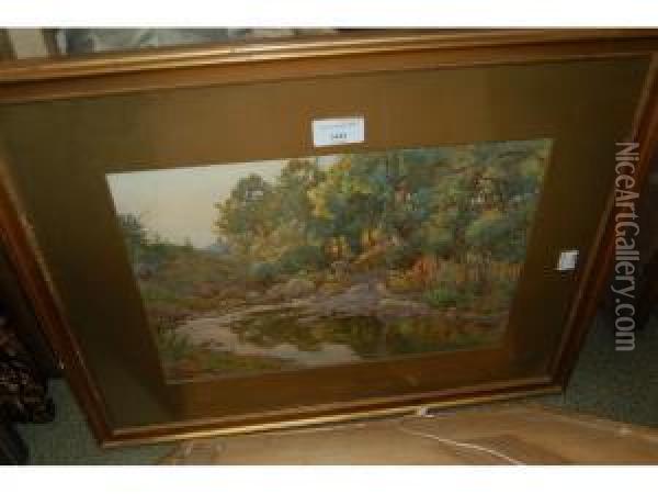 A Welsh Stream Oil Painting - Ralph William Bardill