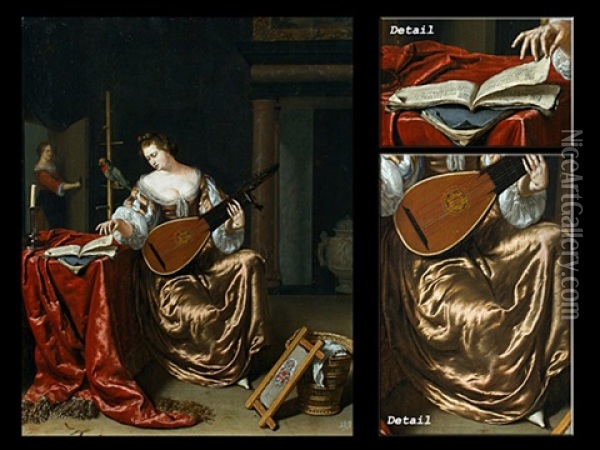 Die Lautenspielerin Oil Painting - Willem van Mieris