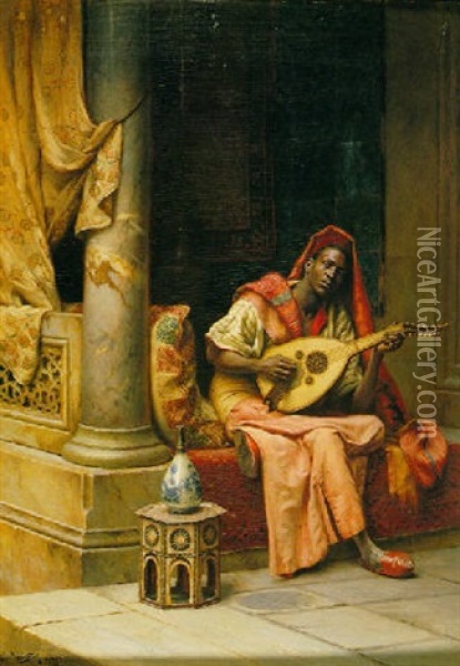 The Musician Oil Painting - Ludwig Deutsch