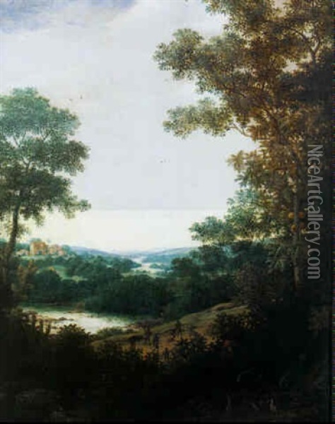 Indians Hunting In A Brazilian Landscape Oil Painting - Frans Jansz Post