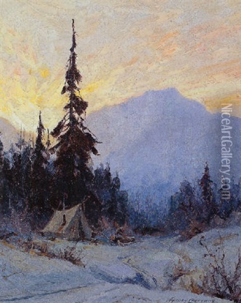 Campsite At Sunset Oil Painting - Sydney Mortimer Laurence