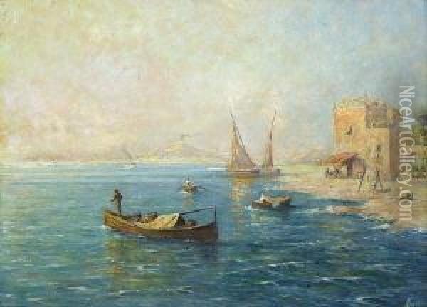 Blick Auf Die Bucht Von Neapel. Oil Painting - Isidore, Baron Taylor