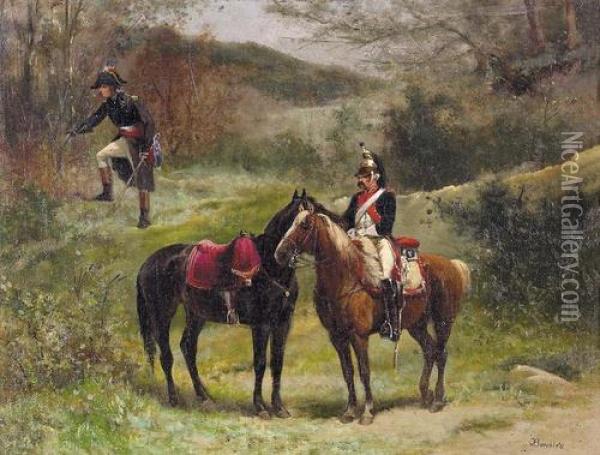 Napoleon Beobachtet Den Feind. Oil Painting - Karel Frederik Bombled