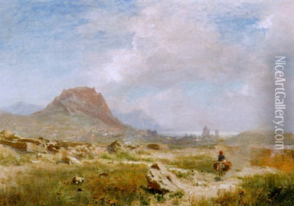 Eselreiterin In Spanischer Landschaft Oil Painting - Felix Possart