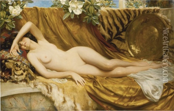 The Tiger Skin Oil Painting - Albert Henry Collings