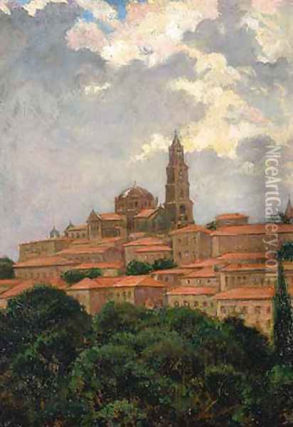 Cathedral at le Puy Oil Painting - James Carroll Beckwith